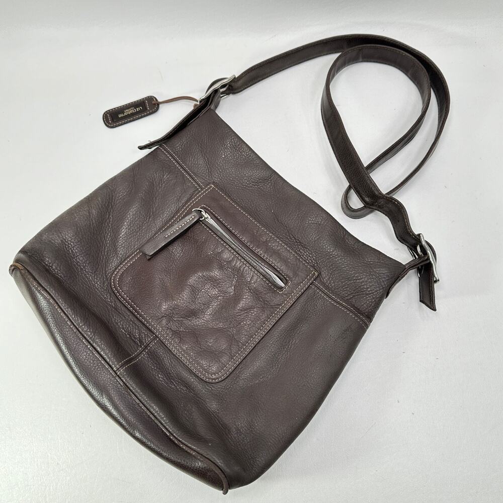 Liz Claiborne Handbag Brown Pebbled Leather Shoulder Purse Bag